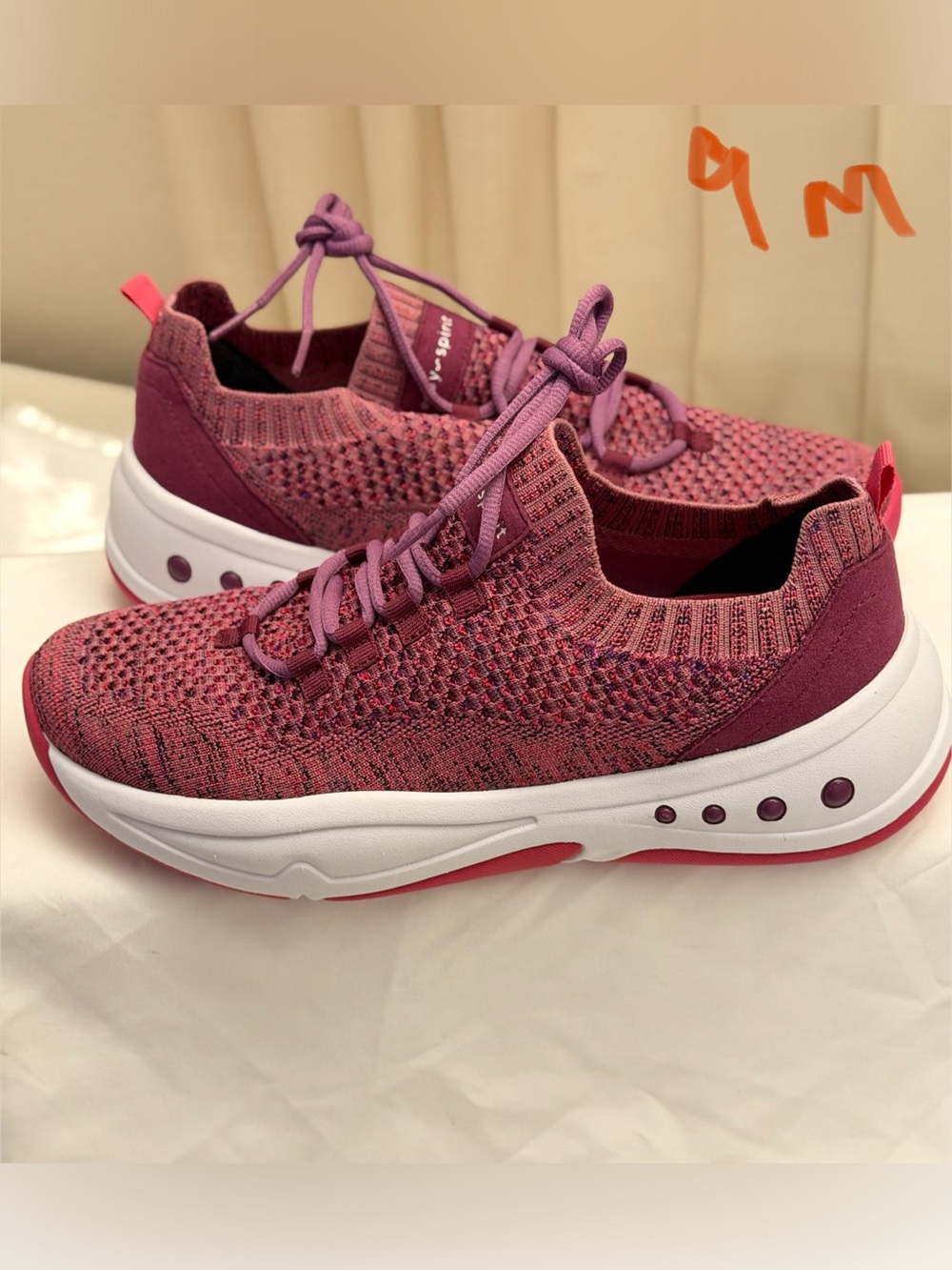 Easy Spirit Knit Slip-On Sneakers in Berry and Pink Accent